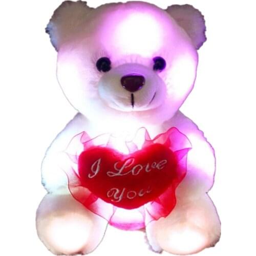 Glow Bear Stuffed Animal Doll LED Colorful Night Light Plush Toy Colorful Glowing Christmas Gift For Kids Friends Birthday Gifts