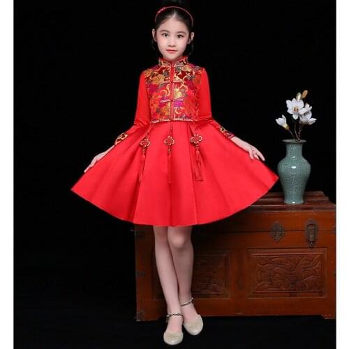 Girls Traditional Ancient Clothing Children Fairy Chinese Folk Dance Dance Costumes Hanfu Dress Tang Dynasty Costume for Kids