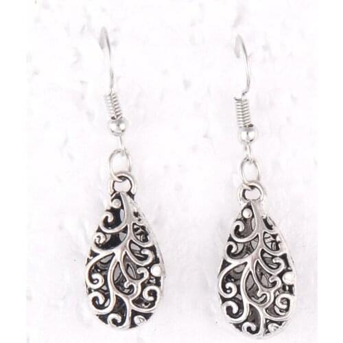 12*24MM Vintage Antique silver color waterdrop earrings metal drop dangle alloy earing jewelry women vintage fashion jewellery