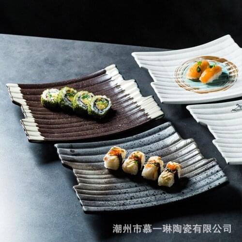 Japanese irregular ceramic plate Creative dish flat plate restaurant afternoon tea cake plate pastry pan snack plate