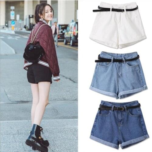Womens Denim Shorts Classic Vintage High Waist Blue Wide Leg Female Caual Summer Ladies Shorts Jeans For Women