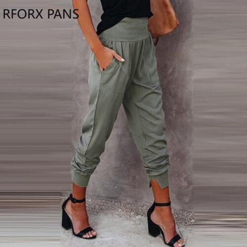 Women High Waist Pocket Design Casual Pants for Women 2021
