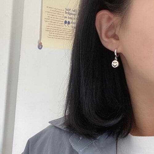 S925 Sterling Silver Earrings For Women Korean Smile Creative Earrings 2020 New Retro Earrings Jewelry Wholesale