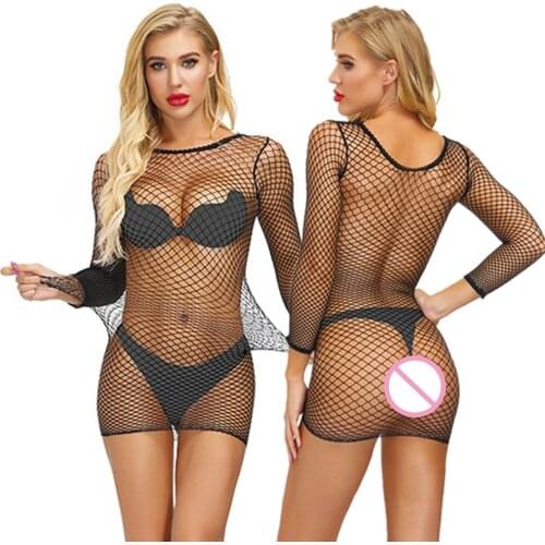 Plus Size Women Sexy Babydoll Dress Lingerie Hot Erotic Teddy Body Stockings Underwear Fishnet Sleepwear Sex Costumes Mini Dress