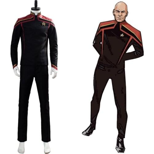 Star Cosplay Trek Jean-Luc Picard Costume Uniform Outfit Full Suit Halloween Costume