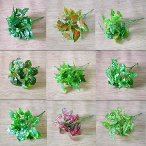 High quality 1pc Artificial Plastic Leaves Simulation Plants Wedding Party Home Decoration DIY Photography Props Background