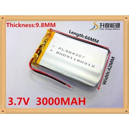 1pcs/lot Dual handsome 3.7V lithium polymer battery 984266 3000mah MP3 MP4 MP5 small toys