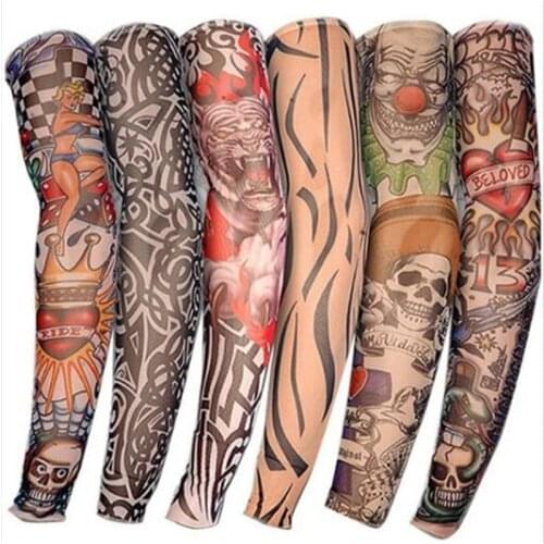 1PC Cycling Sports Tattoo Sleeves UV Cool Arm Sleeves Cycling Running Arm Warmer Sport Elastic Oversleeve Arm Warmers
