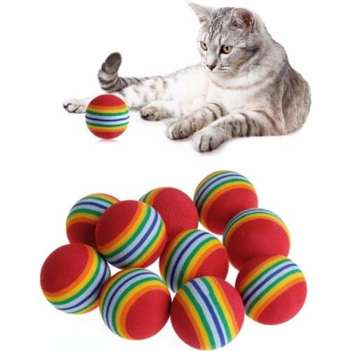 10PCS EVA Colorful Cat Toy Ball Interactive Cat Toys Play Chewing Rattle Scratch Natural Foam Ball Training Pet Supplies