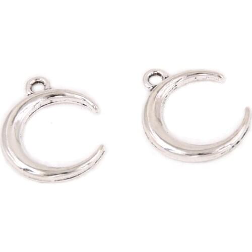 10pcs Retro Silver Color Zinc Alloy Crescent Hollow Out Moon Connectors Charms Pendants For DIY Jewelry Accessories
