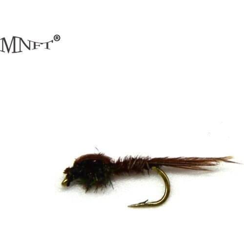 MNFT 10PCS Brown Tail Olive Caddis dry Flies Trout Fishing Fly Lures Barb 14