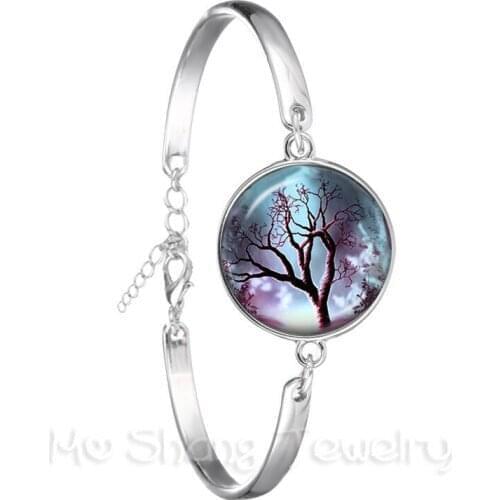 2018 Fashion Retro Bracelet Cabochon 18mm Class Dome Silver Plated Bangles Tree of Life Jewelry For Men Women Gift