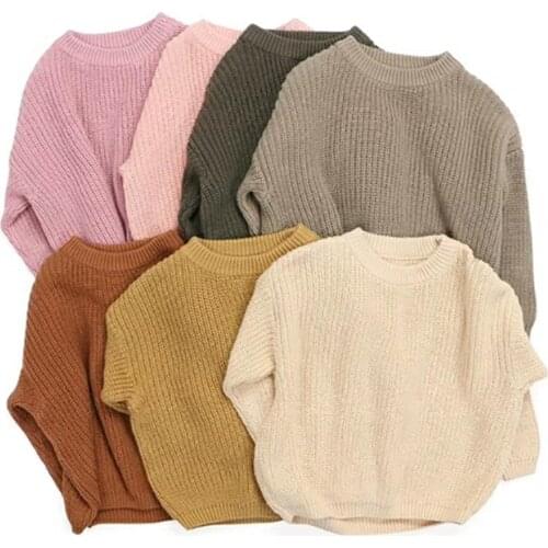 2020 0-5Y Korea style Kids Baby Boys Girls Sweaters Autumn Winter Warm Thick Soft Knited Solid Long Sleeve Tops Sweater Outwears