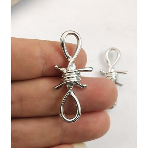 4pcs Zinc Alloy Silver Color thorns Charms 44x20mm Tibetan Silver Plated Pendants Antique Jewelry Making DIY Handmade Craft