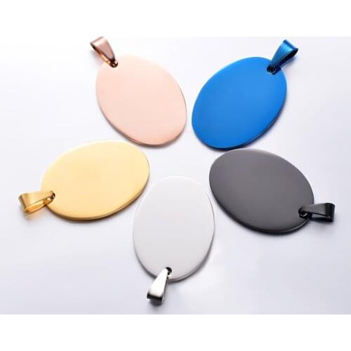 5pcs Stainless Steel Dog Tags Pendant Oval Shape Necklace Jewelry Pet ID Dog Tags Collars 5 Colors