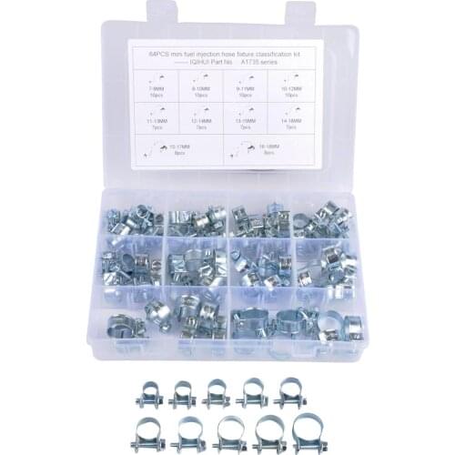 84Pcs/Set 10 Sizes Mini Fuel Line Hose Clamps Assortment Kit, Clamp Range: 7-18mm (2.7 - 7inch)