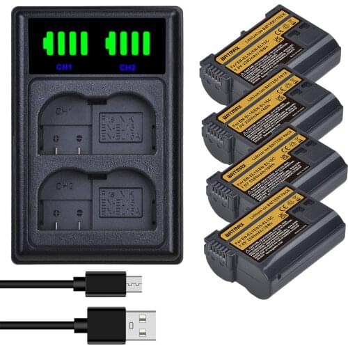 Batmax EN-EL15C EN-EL15 2280mAh Battery+LED USB Dual Charger for Nikon Z5, Z6, Z6 II, Z7, Z7II D810 D500 D800 D610 D600