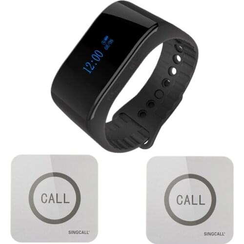 SINGCALL Wireless Nurse Calling System Watch Wireless Calling Receiver Waiter Caller 1 Smart Watch with 2 Touchable Bells