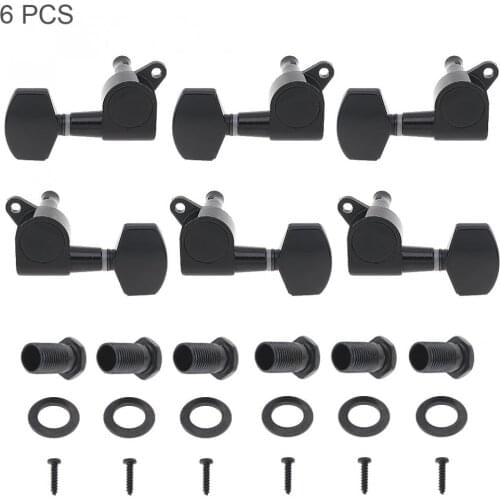 6pcs Black Guitar Tuning Pegs Tuner 3R+3L Square Head All Closed Machine Head for 40 / 41 Inch Acoustic Folk Guitar
