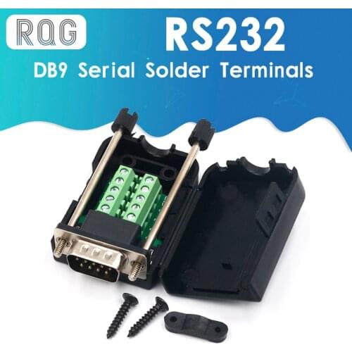 DB9 serial COM transfer-free solder terminals RS232 female connector with back side screw DIY