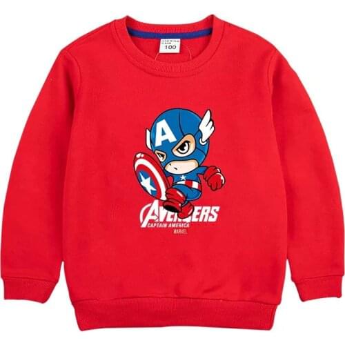 Disney Spring Autumn Captain America Boy Hooded Sweatshirt Kids Boy Pullover Sweater Childrens Clothes Tops For 2-12 Years