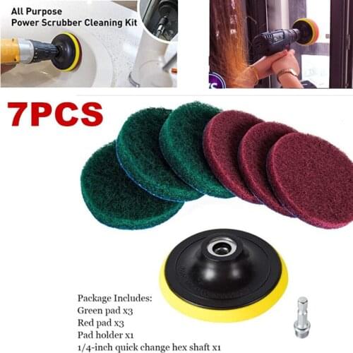 Electric Drill Brush Scrub Pads 8pcs 4inch Fiberglass Tub, Vinyl Floor- Bathroom Cleaning Accessory - Automatic Spin Scrub Tools