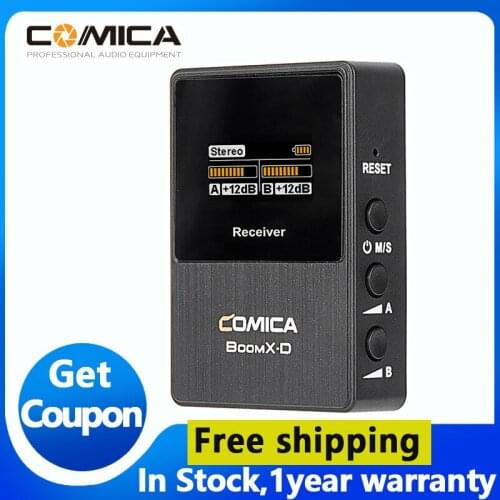 COMICA boomx-d RX 2.4G cyfrowy bezprzewodowy odbiornik mikrofon System mikrofon krawatowy, do smartfona/Mini Single/lustrzanka