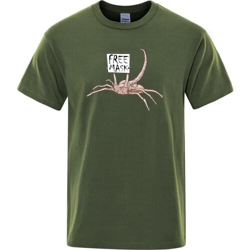 Alien Free Mask Printed T Shirt Cotton Short Sleeve Men T Shirts Punk Hip Hop T-Shirts Vintage Crew neck Tops Cartoon Streetwear