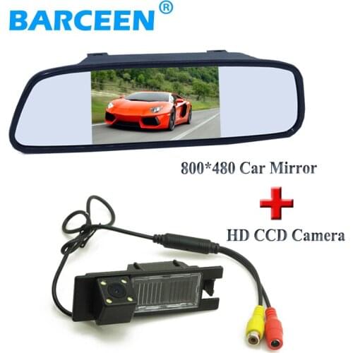 HD CCD car parking camera 4 led with 5" car rear mirror monitor use for Opel Astra H /Corsa D/ Meriva A /Vectra C/Zafira B/FIAT