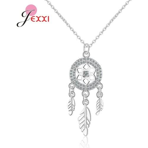 Exquisite Plant Leaf Tassel Pendant Necklace for Women Girls Wedding Engagement Cubic Zirconia 925 Sterling Silver Ornaments