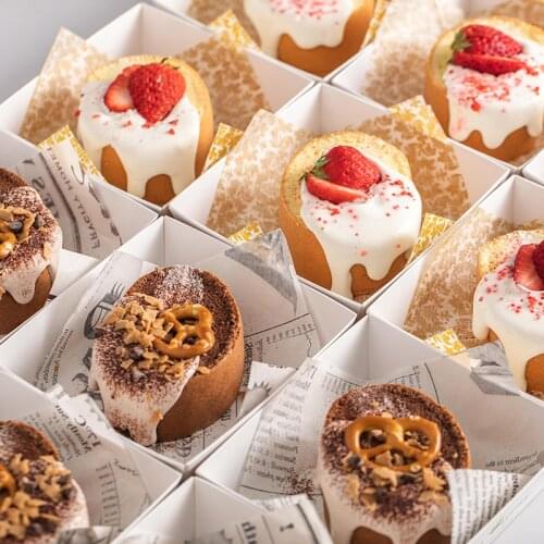 10pcs Cake Kraft Paper Box Transparent Cover For Roll Donut Cake Roll Packing Birthday Gifts Party Gift