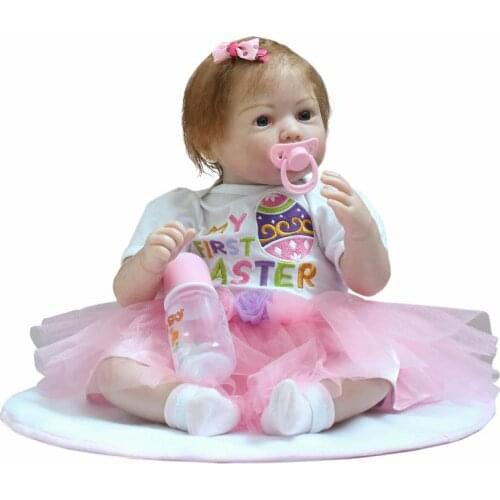 55cm Baby Dolls Silicone Reborn Doll Girl Bebe Reborn Doll Early Education Dolls Pink Princess Birthday Gift Kids Toys