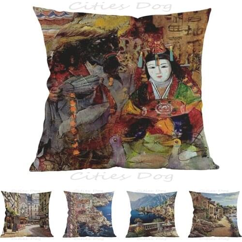 European style Sung Sam Park Art Painting 45*45cm square pillow case Cushion cover Hotel office bar sofa pillow cushion covers