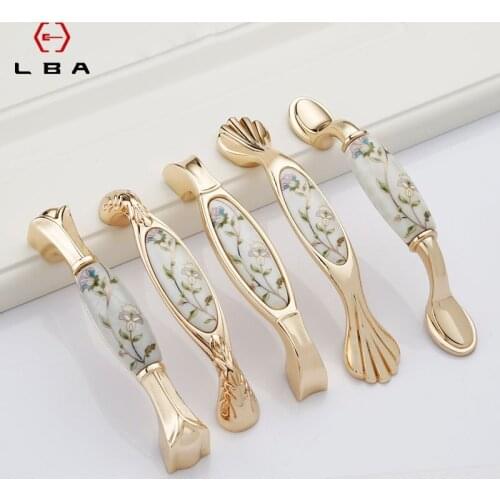 LBA Zinc Alloy High End Eden Pastoral Rose Gold Furniture Cabinet Door Handle European Style Cabinet Closet Interior Door Handle