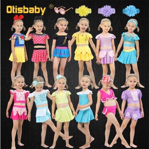 Summer Fancy Baby Girl Rapunzel Princess 2PCS Swimwear Swimsuit for Girls Sunglasses Rash Guards Bathing Suits 2021 Clothing Set