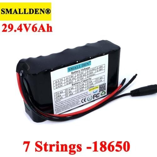 24V 6Ah 7S2P 18650 li-ion Rechargeable battery pack 29.4v 6000mAh electric bicycle moped Balancing scooter with BMS