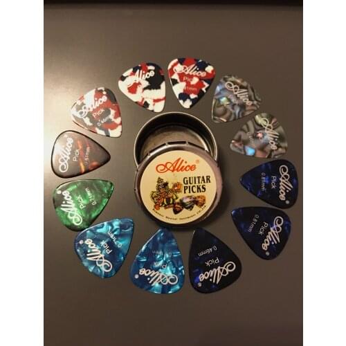 24Pcs/20Pcs/12pcs Alice Acoustic Electric Guitar Picks Plectrums and 1 Metal Picks Box Case Guirat Accessories