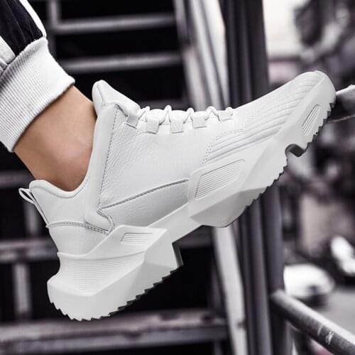 Fashion Casual Mens Shoes Increased Platform Outdoor Sneakers Classic Black White All-match Walking Shoes