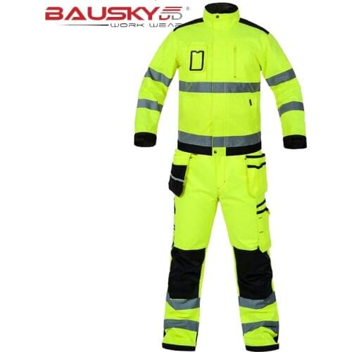 Mens Wear clothes Men Reflective Set Coat And Pants Outdoor Windproof Work Clothes Reflective Jacket Pants
