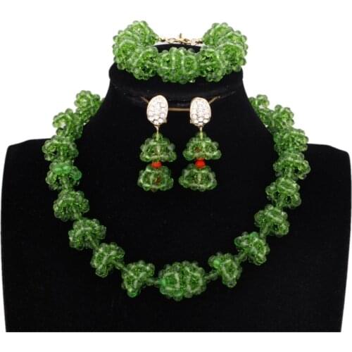 Dudo Necklace Sets Green Crystal Balls 2020 New Design Jewellery Set For African Women Nigerian Wedding Party Free Shipping Gift