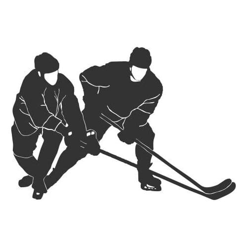 Two Hockey Players Holding The Cue In The Ball Vinyl Car Decal For Car Window Door Character Silhouette Mural FA466