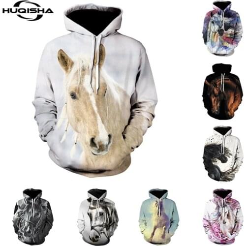 New 2021 Sweatshirt Men Women 3D Hoodies Print Brown Horse Animal Pattern Pullover Fashion Kids Boy Girl Unisex Casual Hoodie