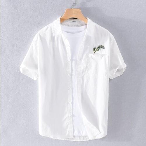 2021 New Italy style Suehaiwes brand short sleeve cotton shirts men casual fashion white shirt for men camisa chemise tops mens