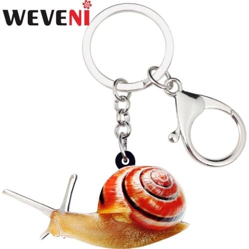 WEVENI Original Acrylic Anime Cute Snail Key Chains Keychain Bag Animal Jewelry For Women Girls Teens Kid Holder Charms Gift