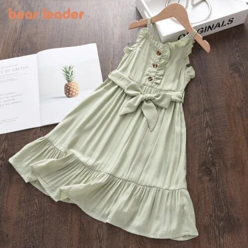 Bear Leader Baby Girls Sleeveless Party Dresses Summer Fashion Kids Girl Princess Backless Costumes Ruffles Sweet Vestidos 2-6Y