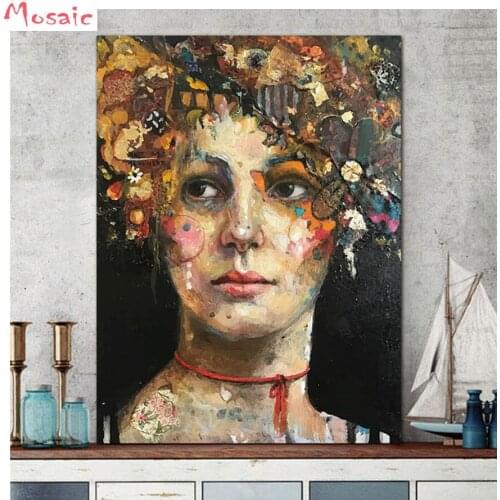 Full 5D Diy Diamond Painting abstract lady cross stitch kits resin full Diamond Embroidery woman mosaic Christmas decor gift