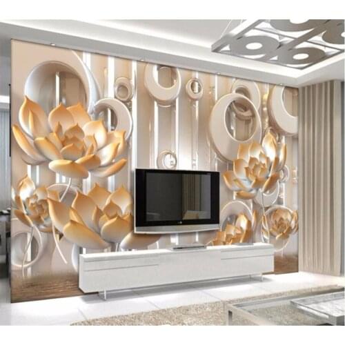 Beibehang Custom wallpaper 3d reliefs papel de parede lotus living room TV background wall paper bedroom hotel frescoes murals