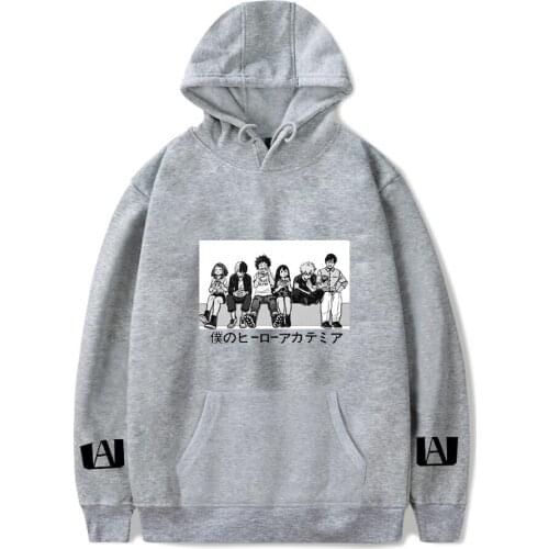Popular Comic My Hero Academia Hoodies Men Women Sweatshirts Fashion Hip Hop Tracksuits Casual Boys Girls Gray Pullovers Clothes