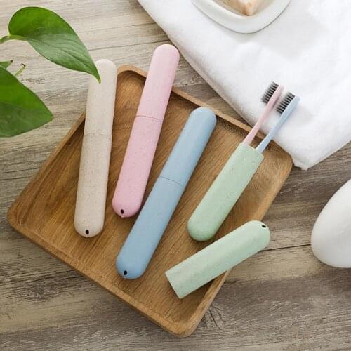 Portable Travel Dustproof Wheat Straw Toothbrush Holder Case Plastic Storage Box