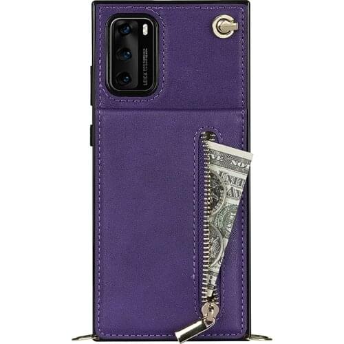 Shockproof Leather Wallet Phone Case For Huawei P40 Pro Plus Mate 40 Pro Mate 30 Crossbody Lanyard Zipper Card Slots Stand Cover